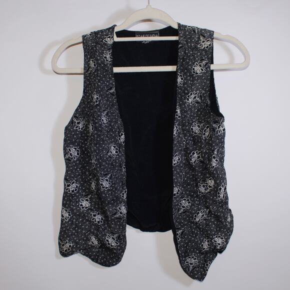 Star Of India Black Vest With A Floral Pattern Size M - Picture 1 of 4